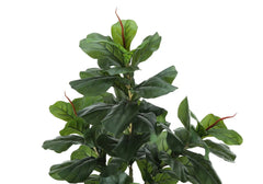 Artificial Plant, 47' Tall, Fiddle Tree, Indoor, Faux, Fake, Floor, Greenery, Potted, Real Touch, Decorative, Green Leaves, Black Pot perspective