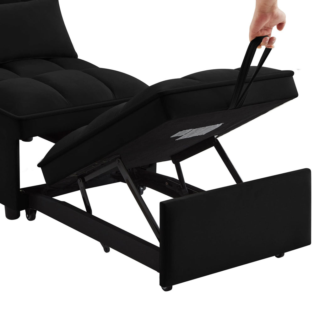 Velvet Sofa Bed Convertible Chaise Lounge Black Living Room American Design Media 7