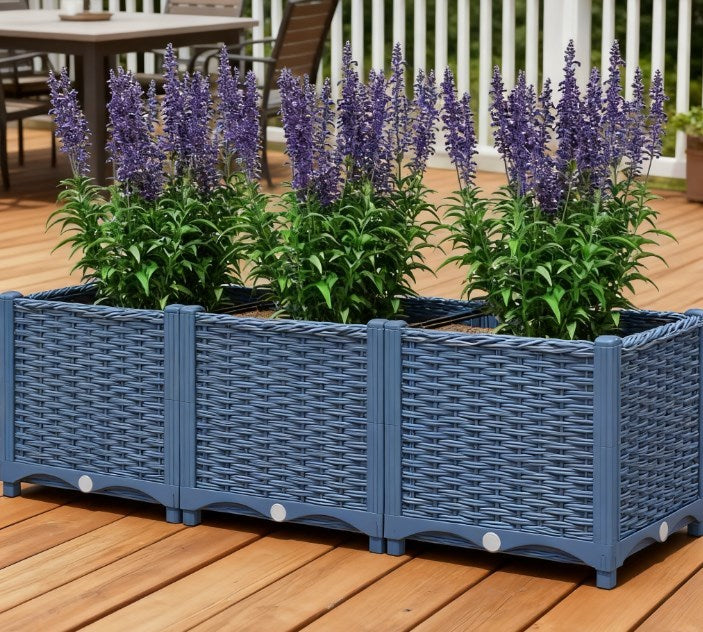 Outdoor Flower Box with Drainage Holes,Plastic Raised Garden Bed Media 4