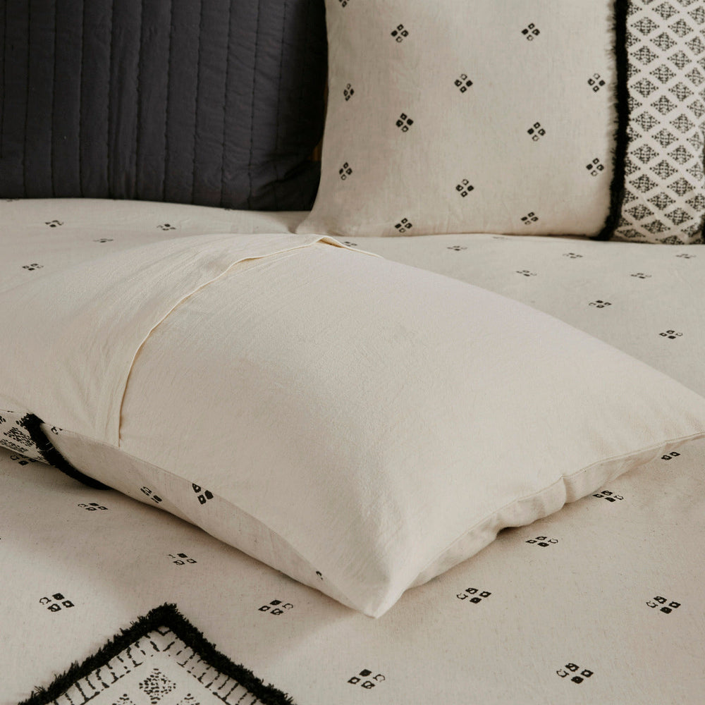 Full/Queen 3 Piece Flax and Cotton Blended Duvet Cover Set Media 8