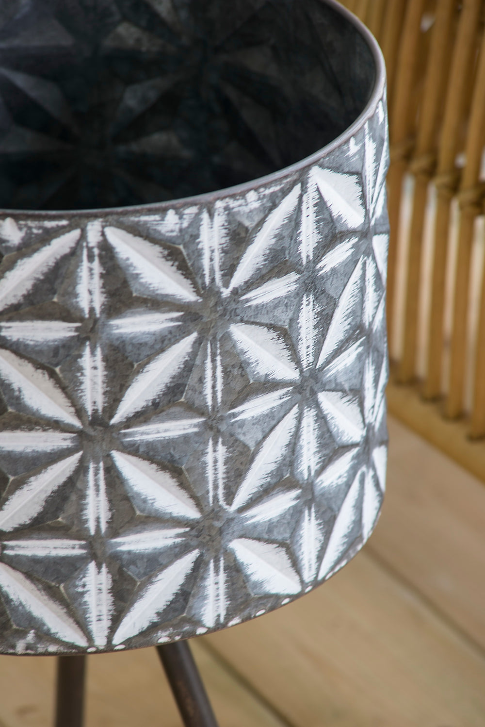 S/2 Large Round Grey Planters On Stands Media 4