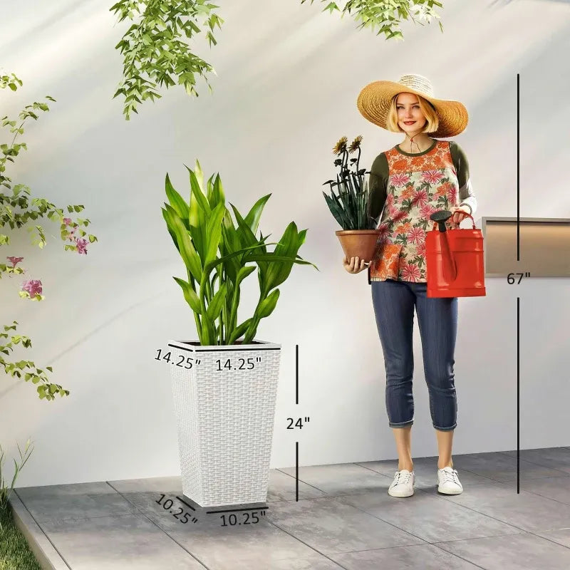 Spacious Plant Pots,Plants Box Set of 3,Tall Planters Box Media 7