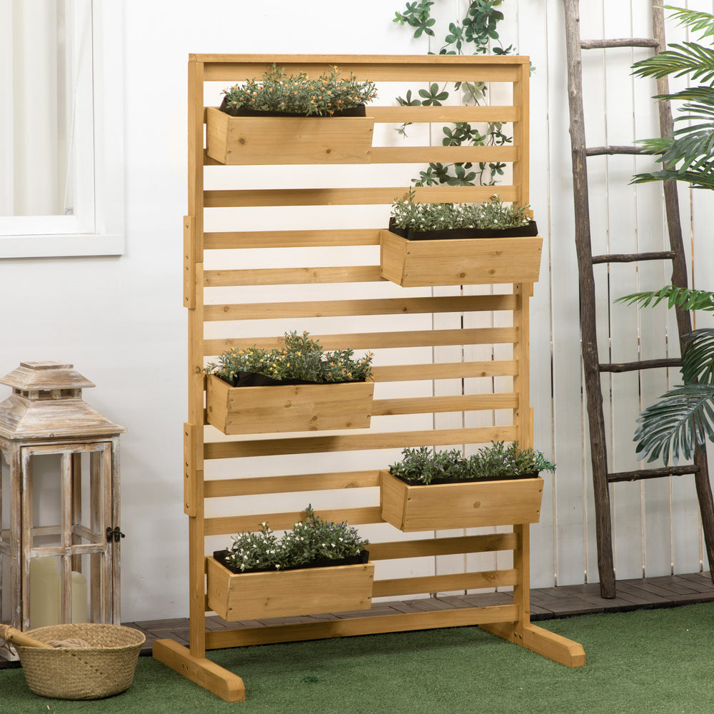 Outsunny Wooden Plant Trellis Stand with 5 Hanging Planter Boxes, Freestanding Outdoor Plant Stand for Patio, Garden, Balcony, Porch Media 9