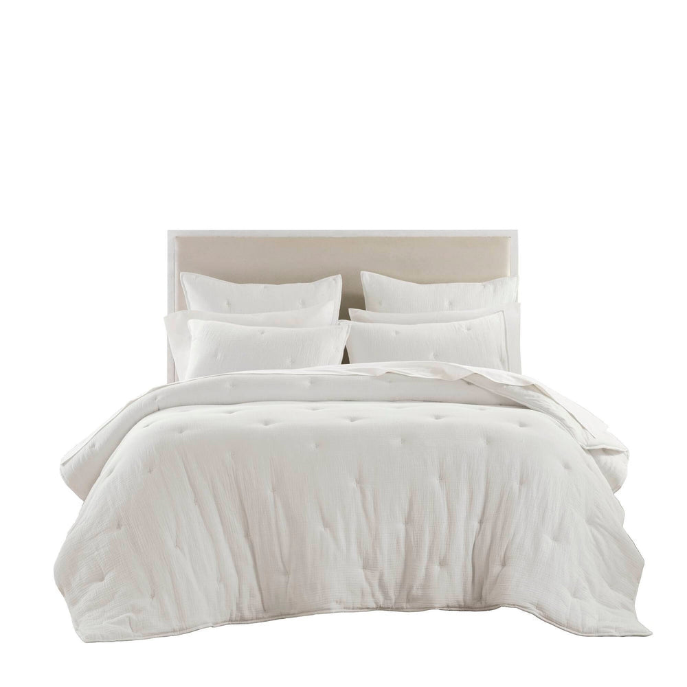 3-Piece King Cotton  Embroidered Quilt Set,White Media 2