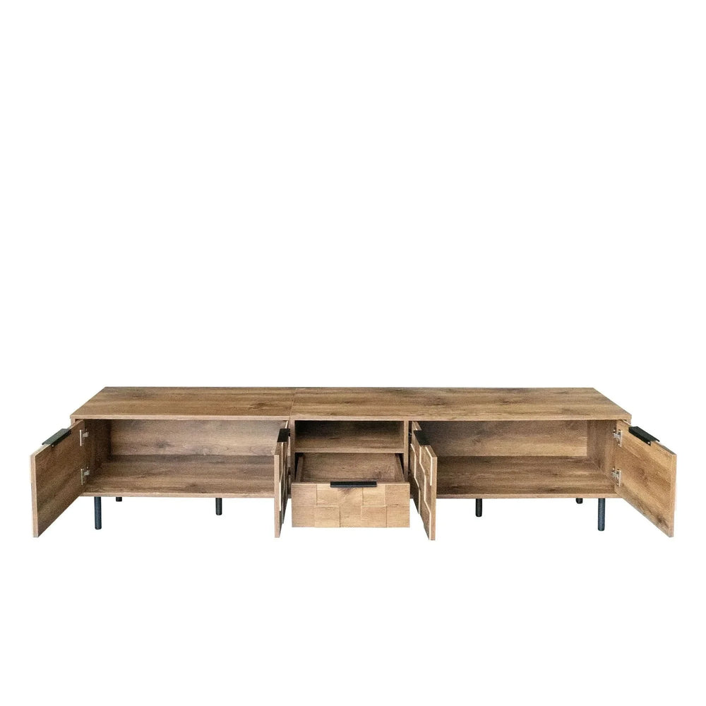 TV Stand Wood Space-Saving Entertainment Center With Storage For 75-85 Inch TV Media 11