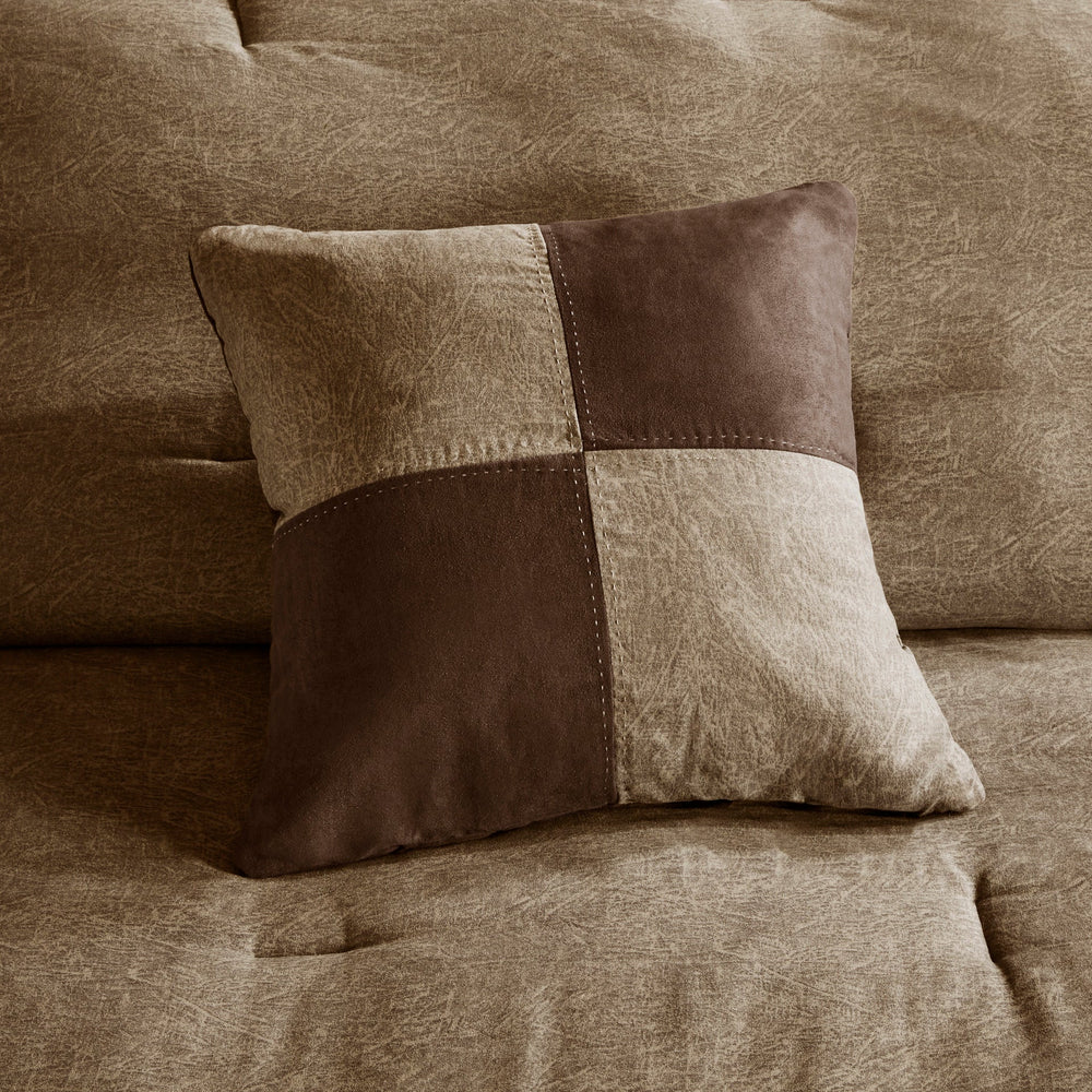 7 Piece Faux Suede Comforter Set Brown Queen Media 13