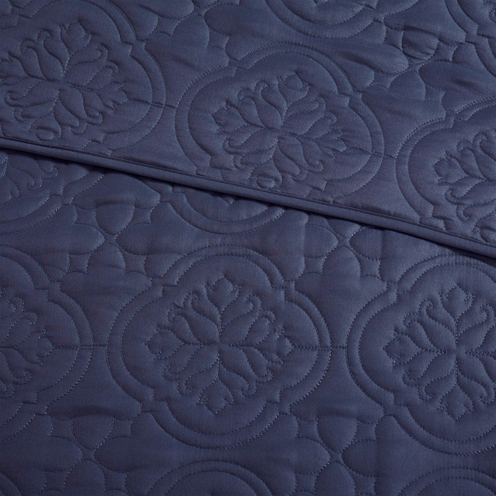 3 Piece Reversible Bedspread Set Navy Full/Queen Media 12
