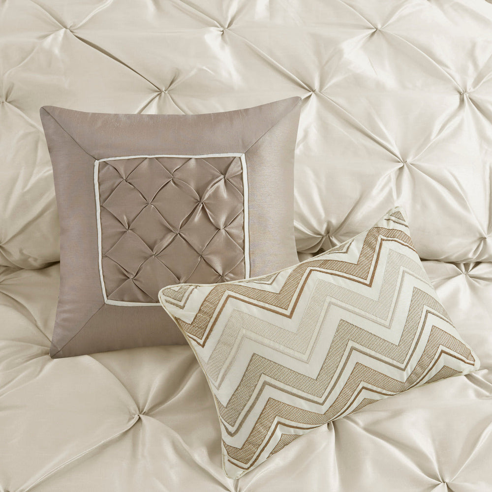 7 Piece Tufted Comforter Set Ivory Full Media 13