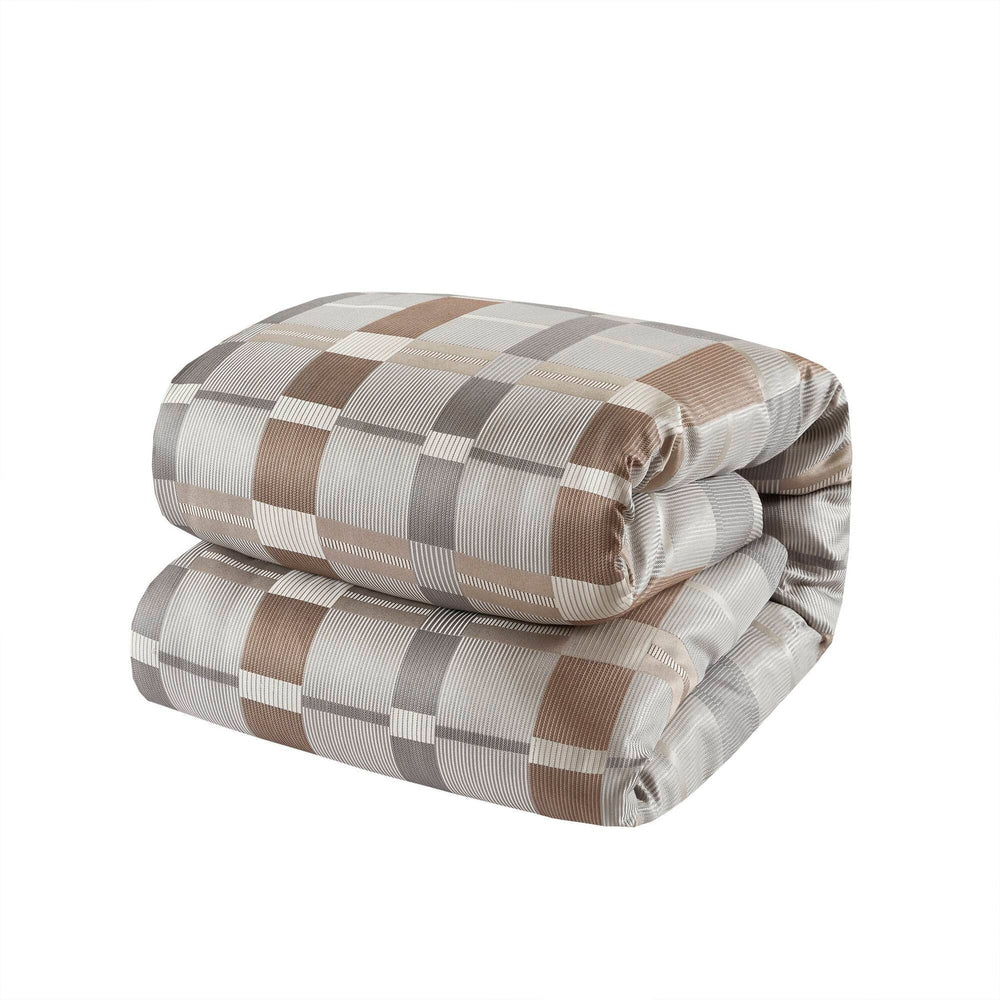 8 PCS Queen Jacquard Oversized Duvet Style Comforter Set Taupe Media 9