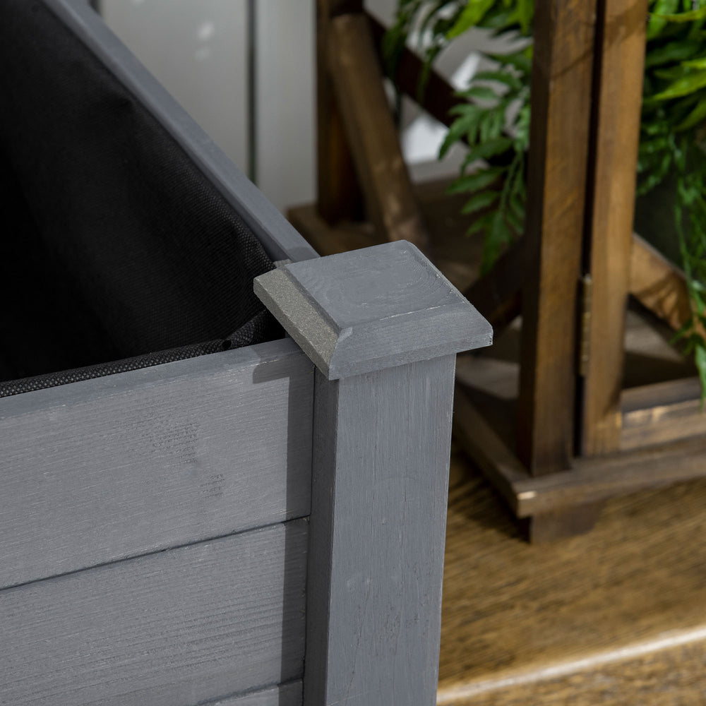 Outsunny Raised Garden Bed with Legs, 34' x 18' x 30', Elevated Wooden Planter Box, Self-Draining with Bed Liner for Vegetables, Herbs, and Flowers Backyard, Patio, Balcony Use, Dark Gray Media 2