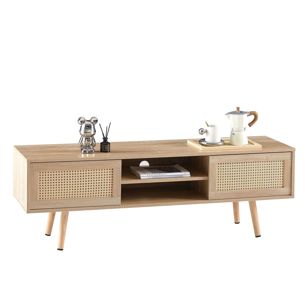 TV Cabinet Solid Wood With Adjustable Shelf For Living Room Use 55 Inch Length Media 6