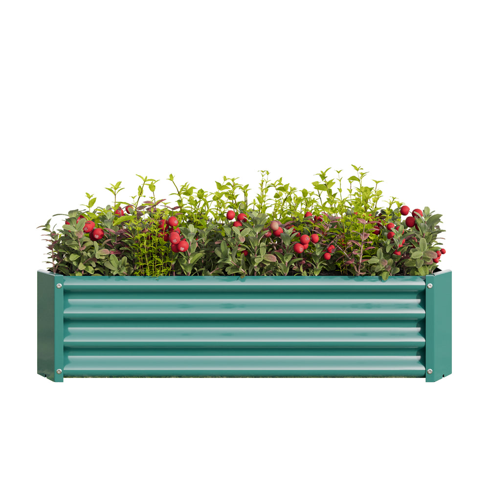 Metal Raised Garden Bed, Rectangle Raised Planter 4×2×1ft  for Flowers Plants, Vegetables Herb Veezyo Green Media 15