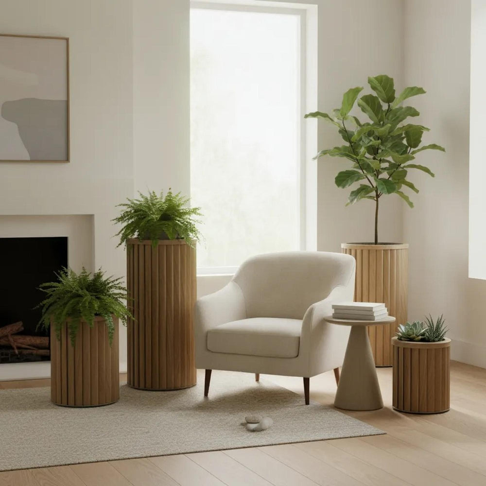 Round Strata Column Planter MD - Medium Brown Media 7