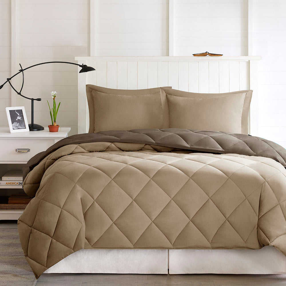 Twin/Twin XL 3M Scotchgard Diamond Quilting Reversible Down Alternative Comforter Set Media 4