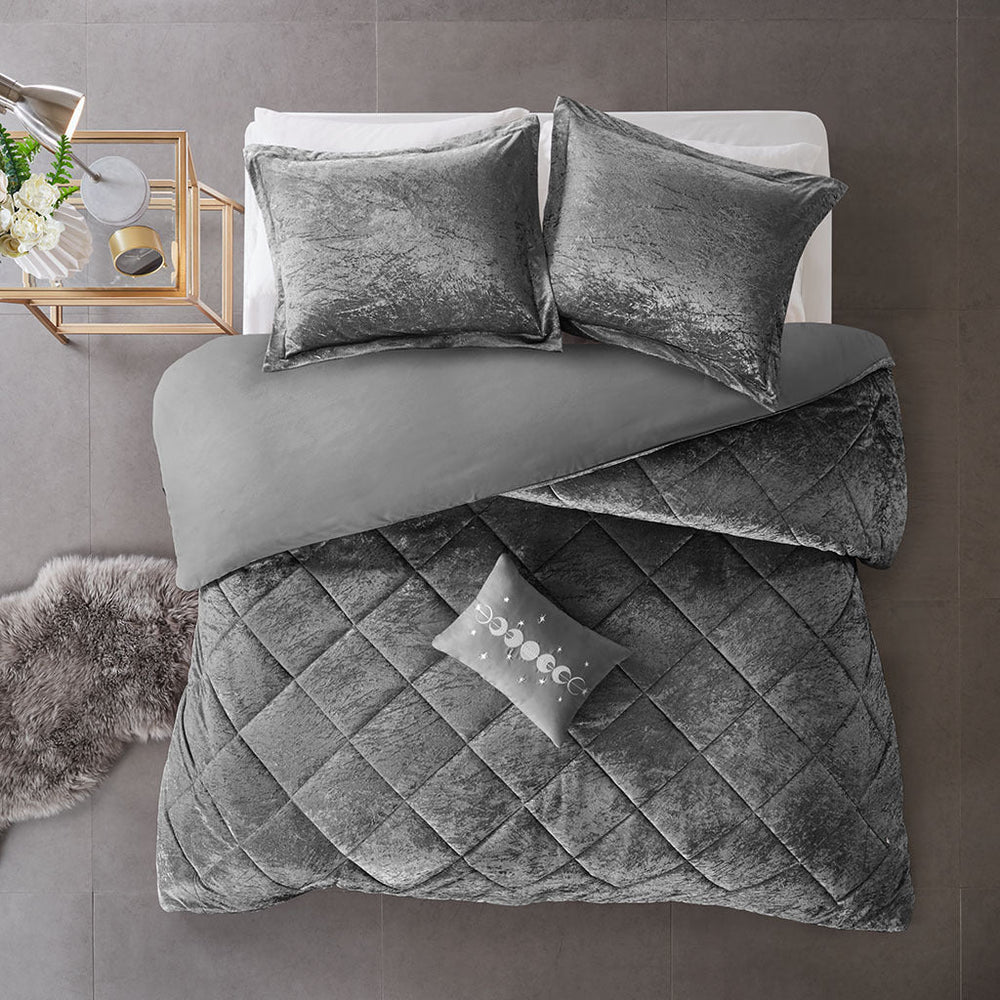 Twin/Twin XL Velvet Duvet Cover Set with Throw Pillow Media 10