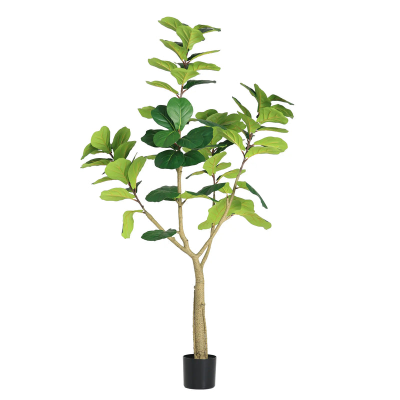 6FT Artificial Fiddle Leaf Fig Tree, Realistic Faux Potted Plant in Black Pot, 1pc/set