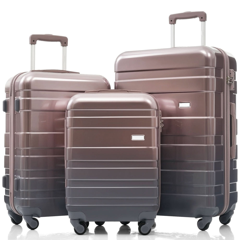 Luggage Set ABS Hardside Lightweight Golden 20 24 28 Inches Spinner Wheels TSA Lock Media 1
