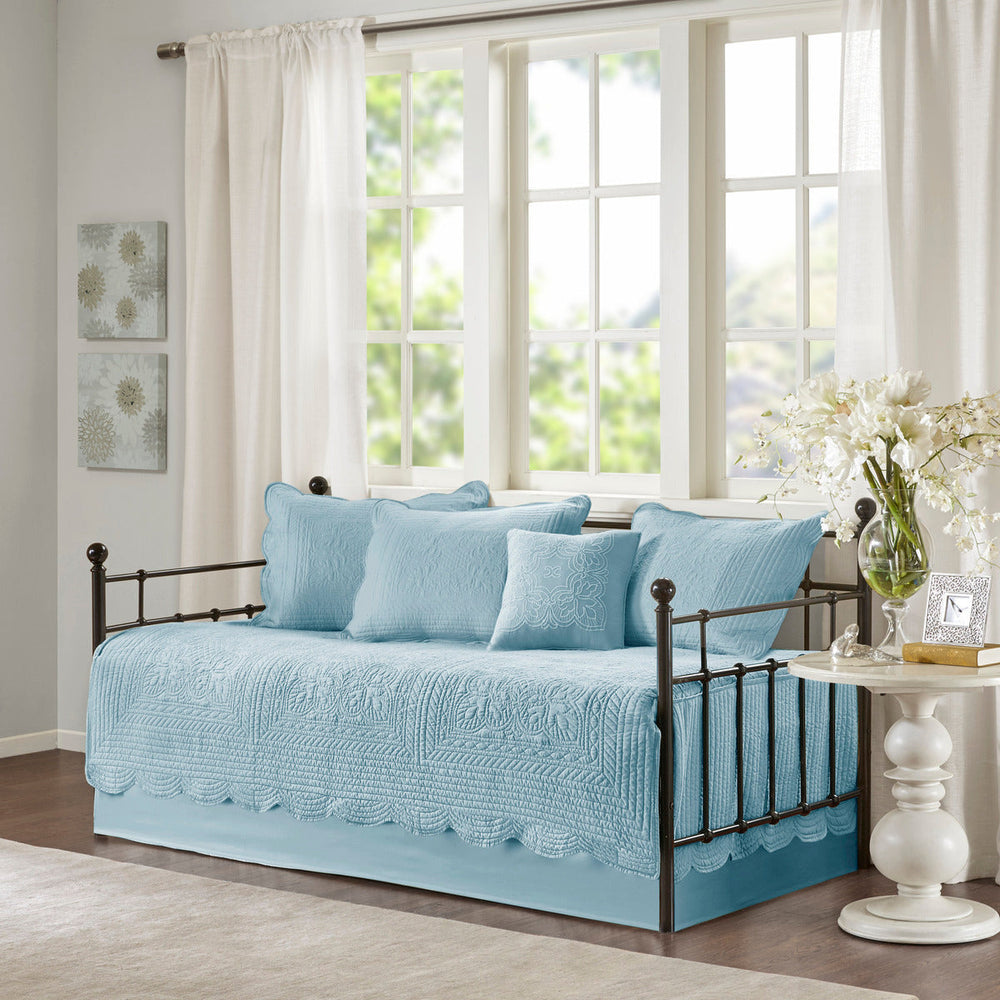 6 Piece Reversible Scalloped Edge Daybed Cover Set Blue Daybed Media 14