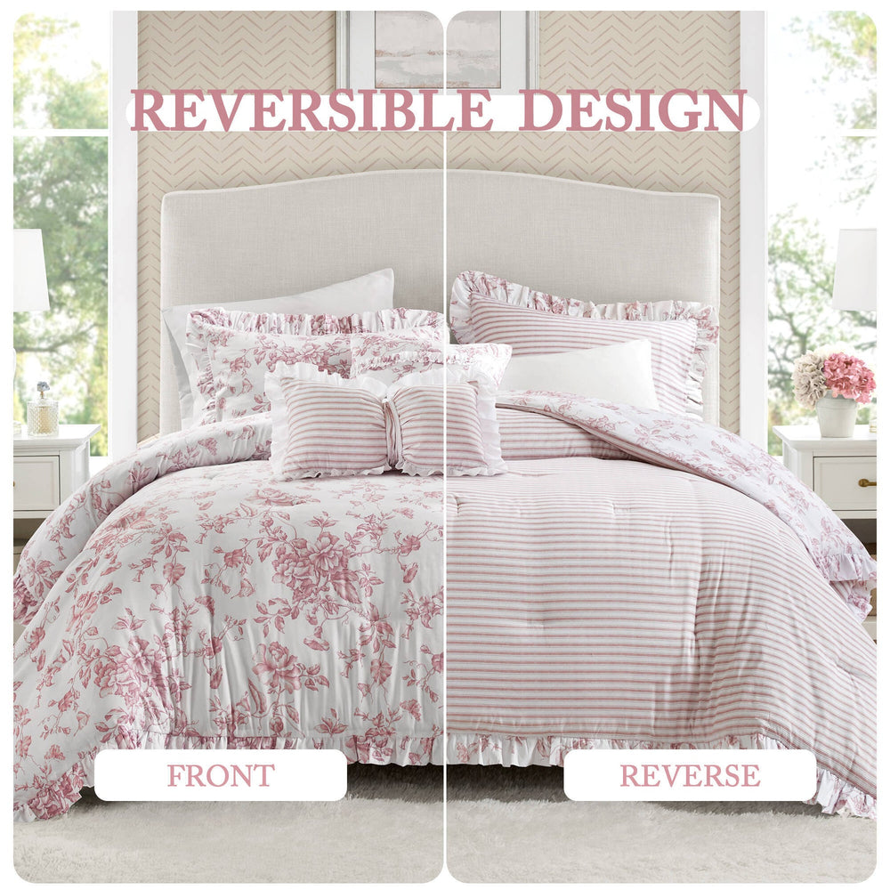 5 Pieces King Comforter Set with Decorative Pillows,Pink Media 10