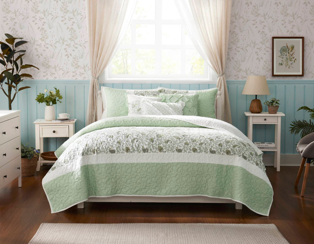 6 Piece Cotton Percale Quilt Set with Throw Pillows King/Cal King Media 14