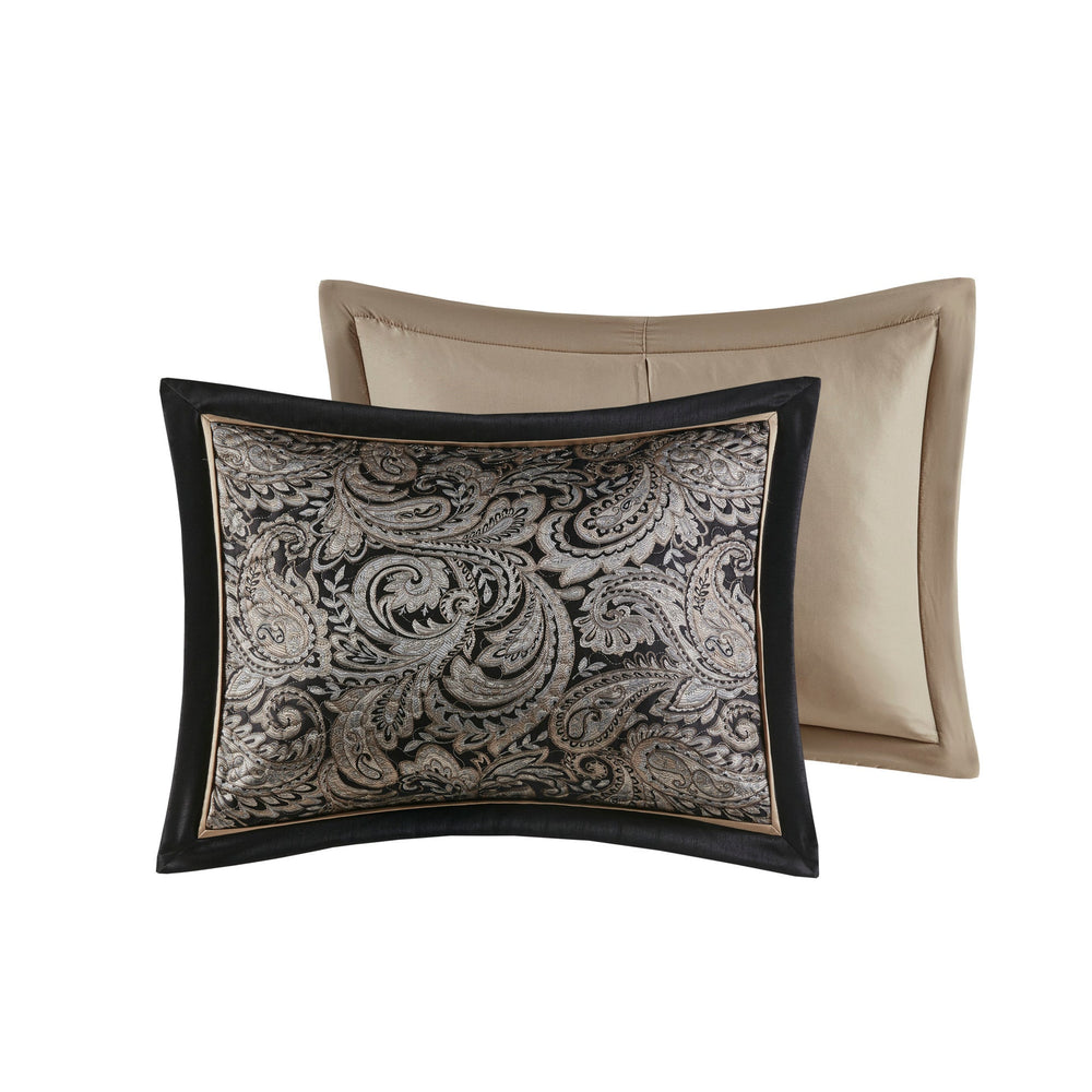 5 Piece Jacquard Bedspread Set with Throw Pillows Black King Media 9