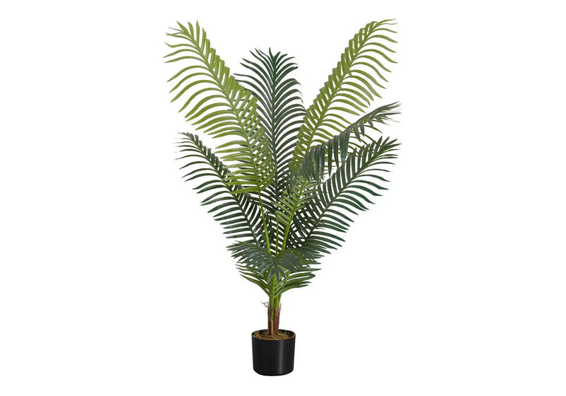Artificial Plant, 47' Tall, Palm Tree, Indoor, Faux, Fake, Floor, Greenery, Potted, Real Touch, Decorative, Green Leaves, Black Pot