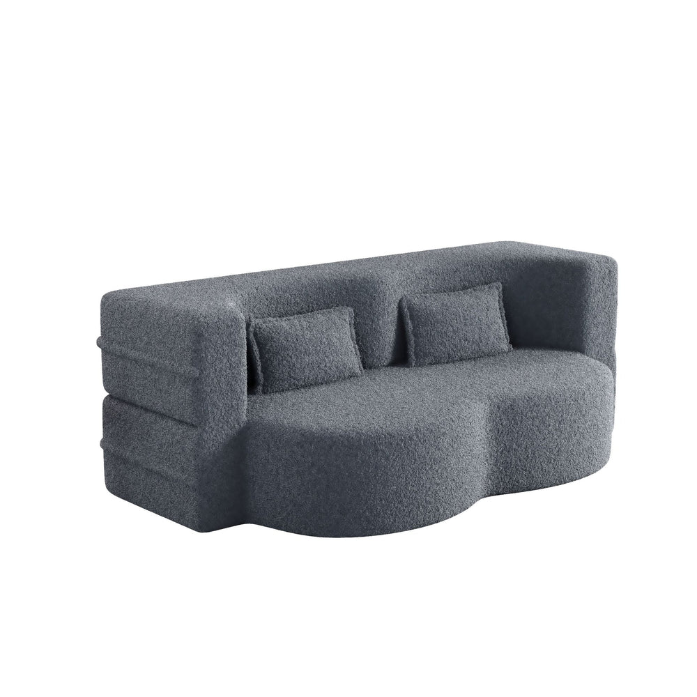 Sofa Bed Teddy Fabric Modern Grey Full Size Living Room Lounge Area Media 10