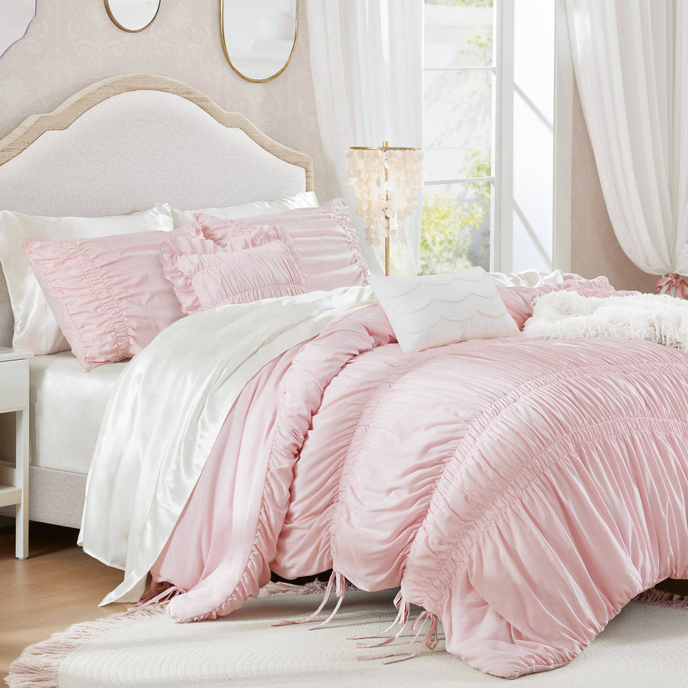 5 Pieces Full/Queen Comforter Set,Pink Media 10