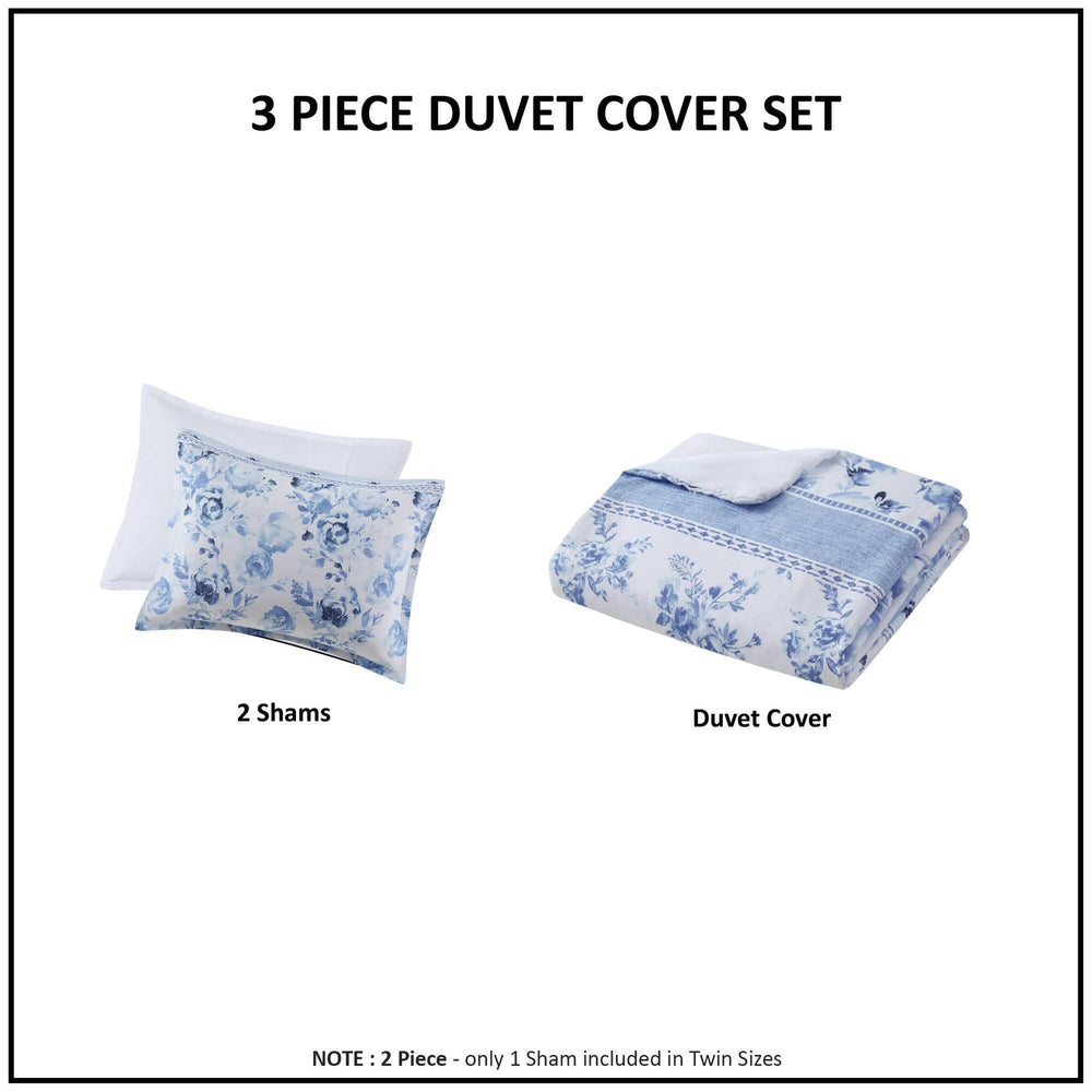 Floral Striped Duvet Cover Set Twin/Twin XL Media 6