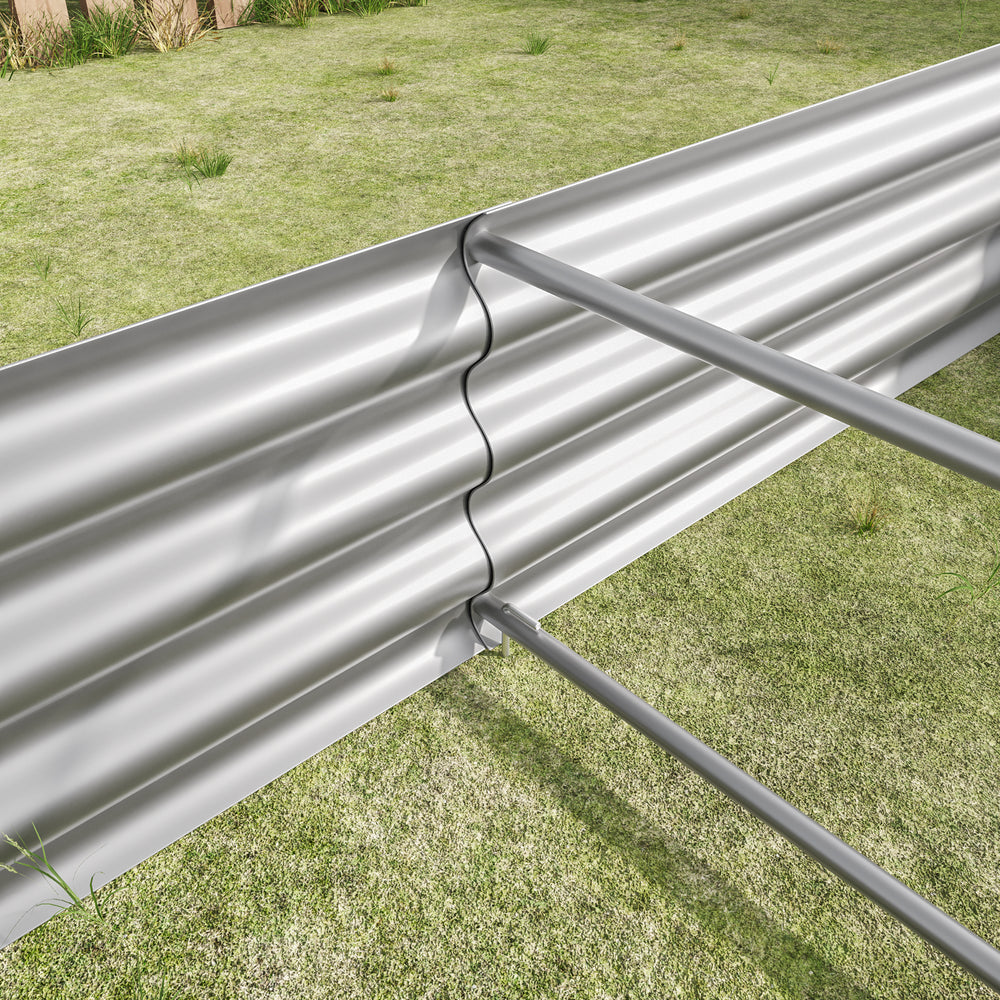 2PCS Silver 6×3×1ft Metal Raised Rectangle Garden Planter Beds Media 12