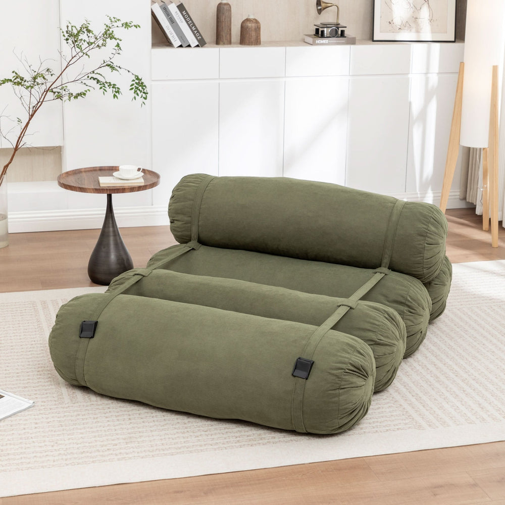Corduroy Floor Sofa With Adjustable Straps & Multi Person Lounge Chair Media 10