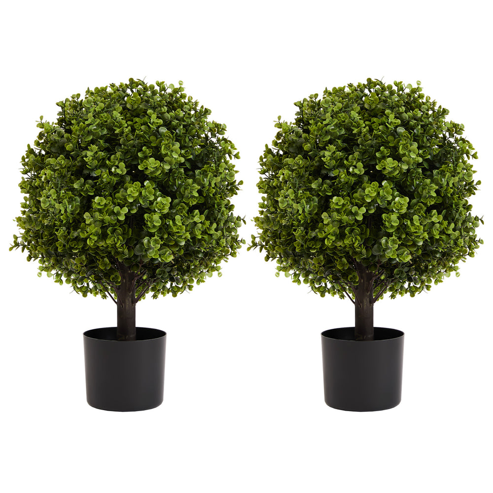 22in Boxwood Ball Shaped Artificial Topiary Shrubs Tree in Pot for Home and Garden Decoration 2pcs/set Media 1