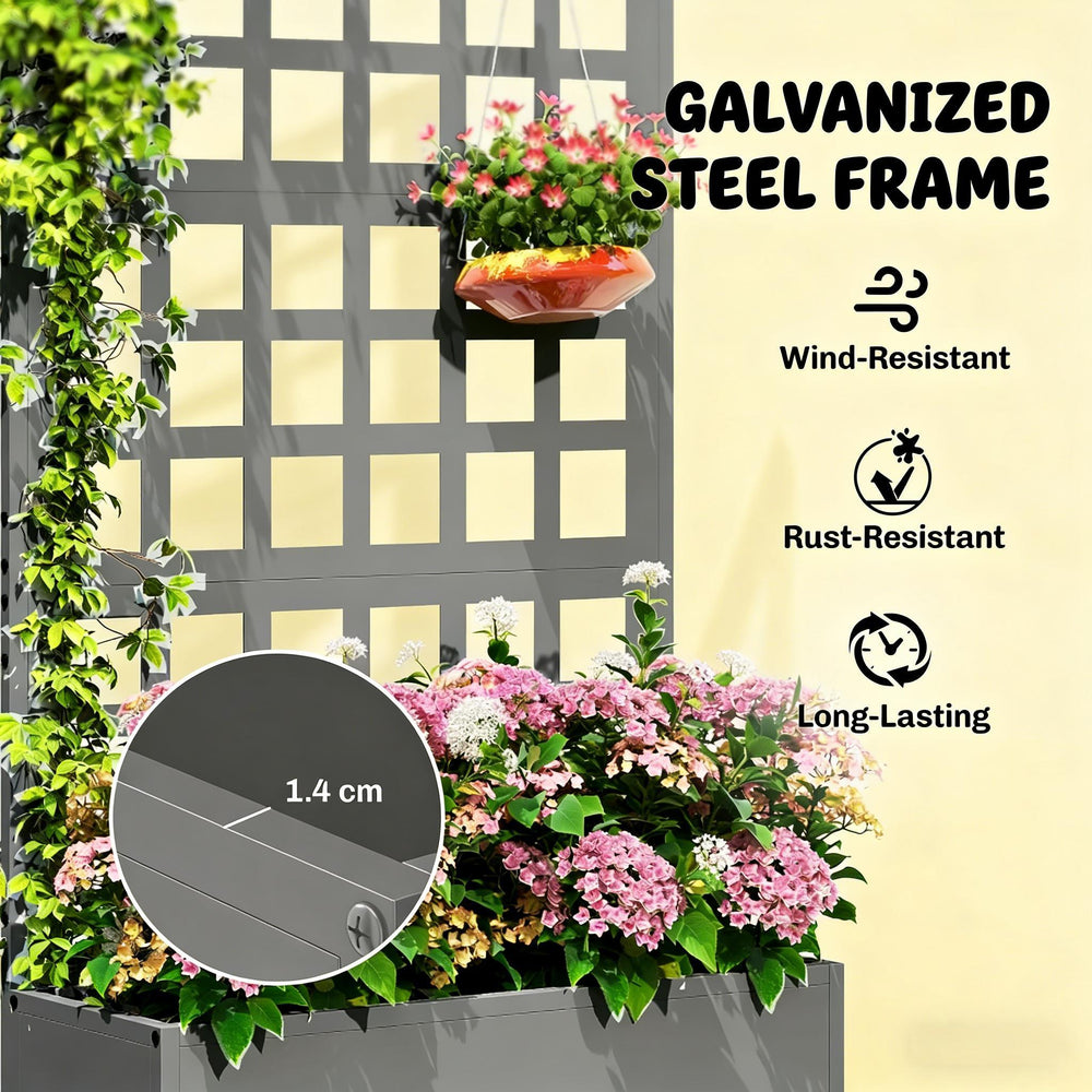 Trellis Planter Box,Raised Garden Bed,Vegetable Box Media 2