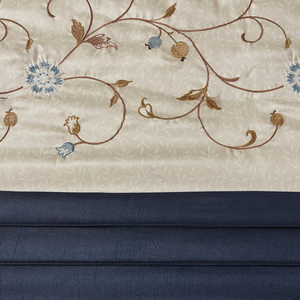 Embroidered 7 Piece Comforter Set Navy Cal King Media 14