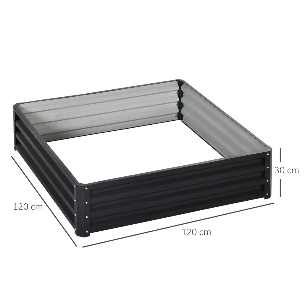 Outsunny 4' x 4' x 1' Galvanized Raised Garden Bed, Planter Raised Bed with Steel Frame for Vegetables, Flowers, Plants and Herbs, Gray Media 8