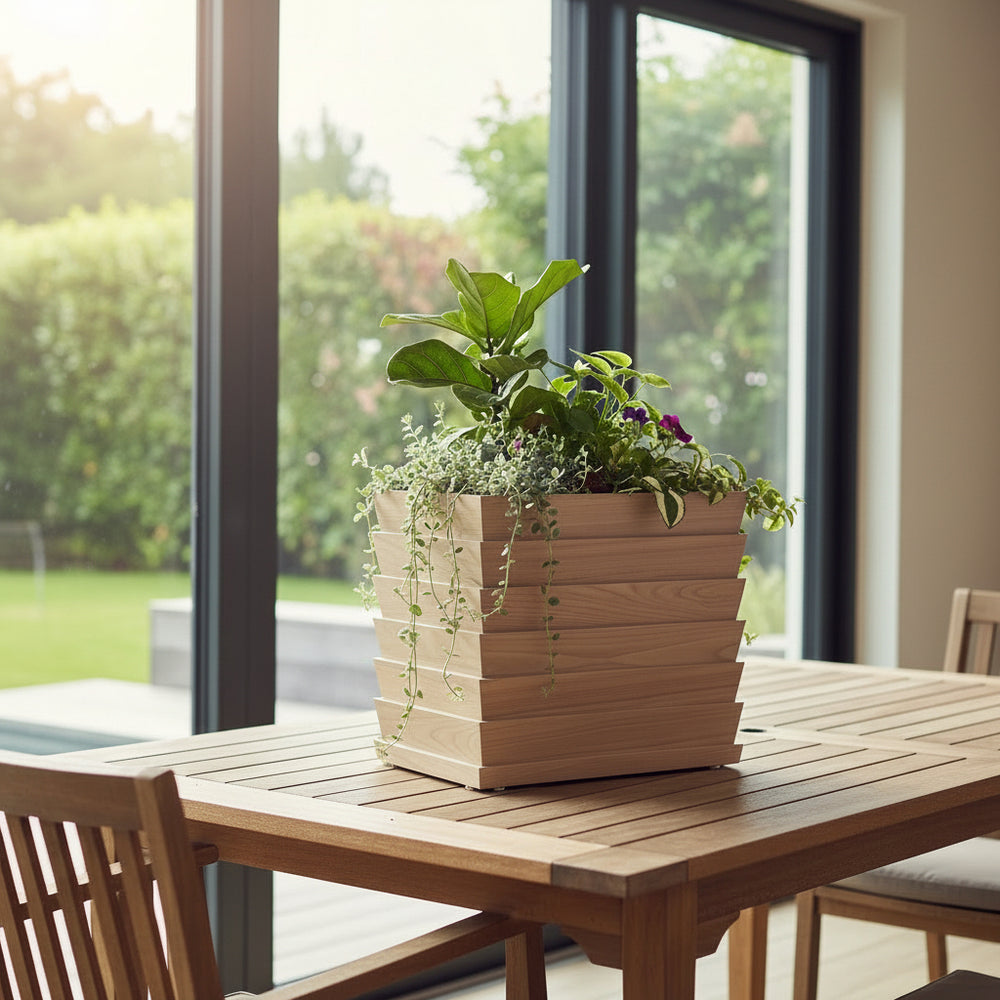 Rectanglar Ridge Box Planter Tall - Ash Brown Media 3