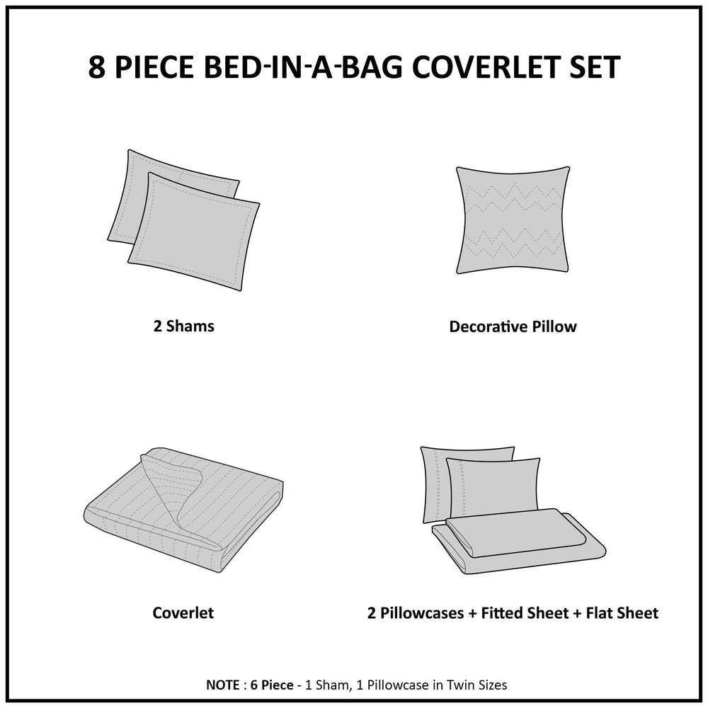 8-Piece King 8 Piece Quilt Set with Cotton Bed Sheets,Black Media 11