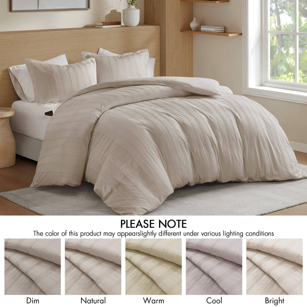 3-Piece Cal King Woven Striped Duvet Set Media 10
