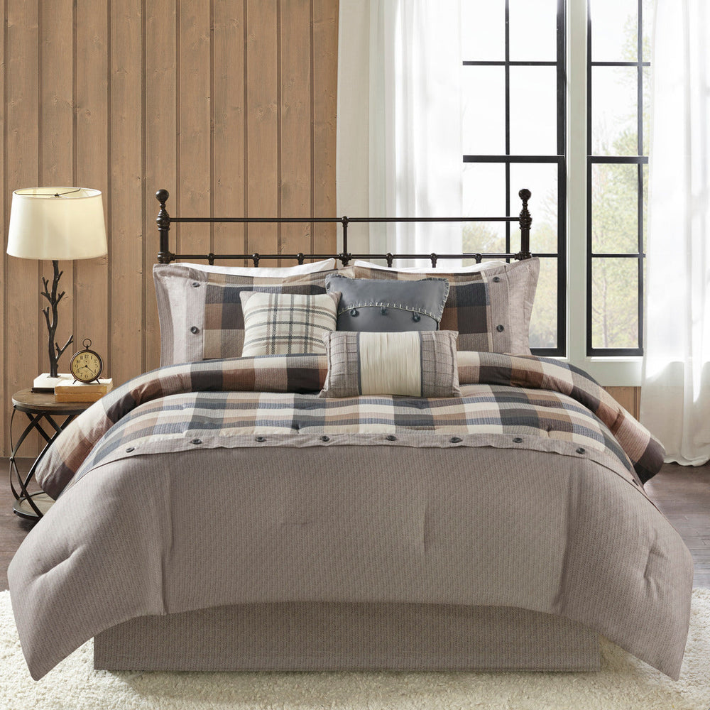 7 Piece Herringbone Comforter Set Neutral King Media 3