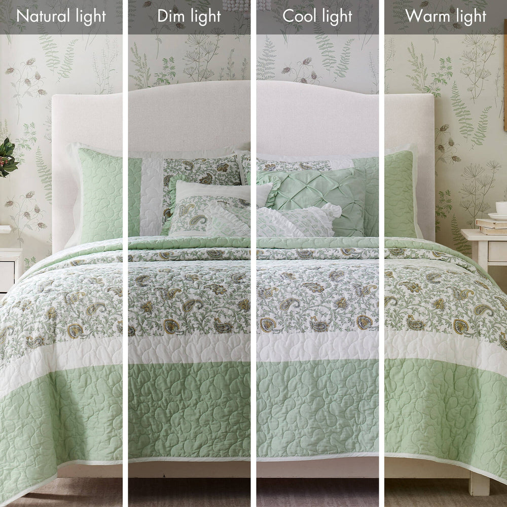 6 Piece Cotton Percale Quilt Set with Throw Pillows King/Cal King Media 8