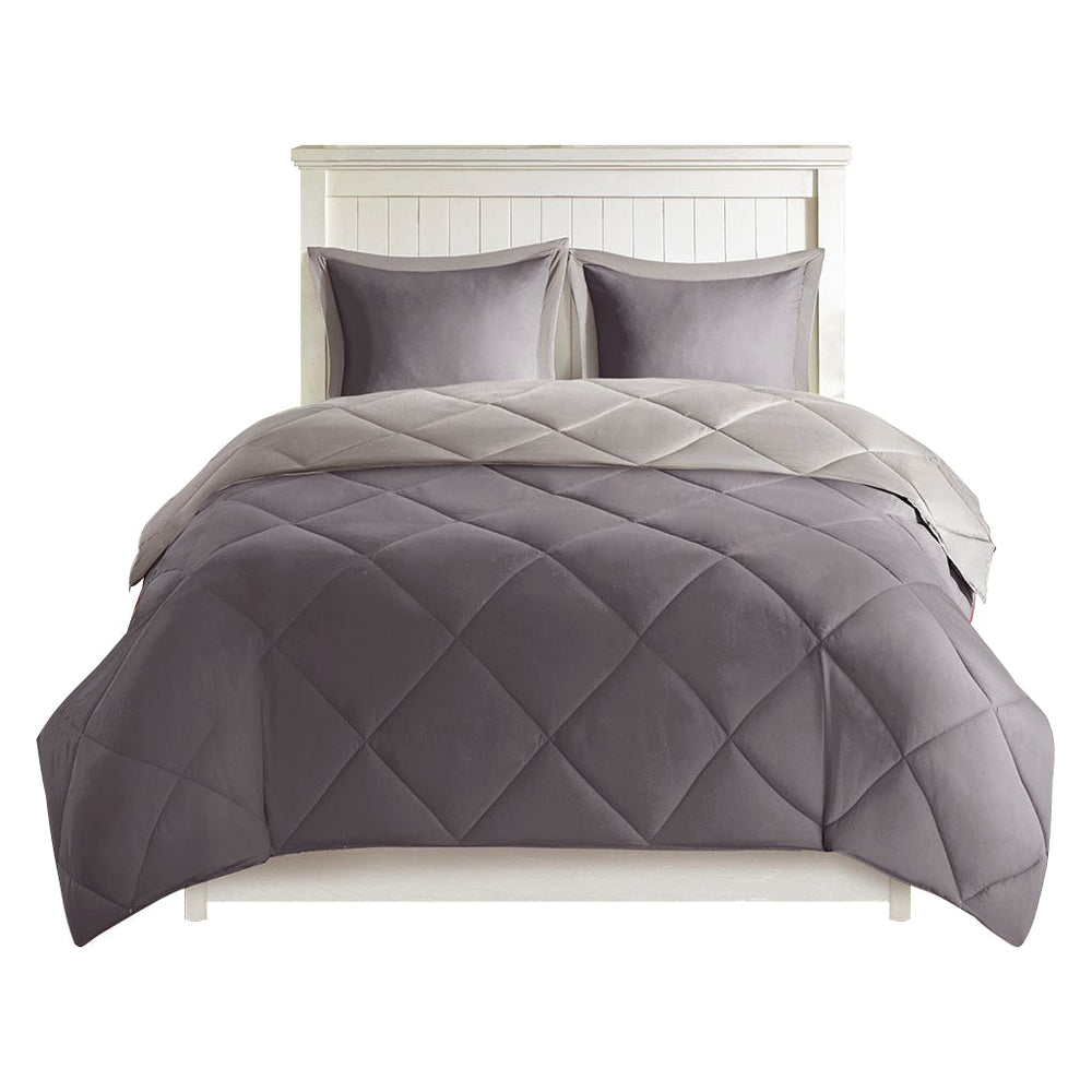 King 3M Scotchgard Diamond Quilting Reversible Down Alternative Comforter Set Media 8