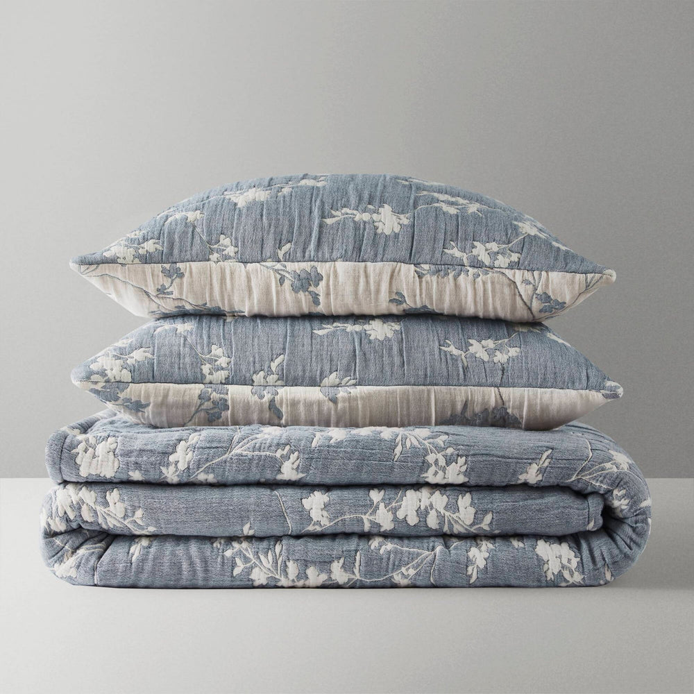 3 Pieces King Jacquard Cotton Gauze Quilt Set,Blue Media 17