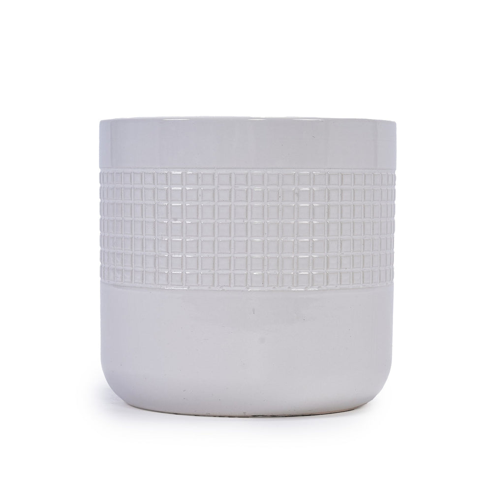 Handmade White Ceramic Planter Set of 3 (5.51' to 9.65'), Indoor & Outdoor Flower Pots for Succulents, Herbs by Window, Couchside - Breathable Textured Clay Media 8
