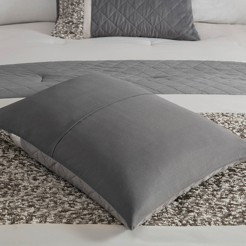 5 Piece Textured Jacquard Stripe Comforter Set with Throw Pillows-King/Cal King Media 16
