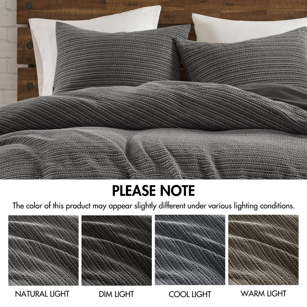 3PCS King/Cal King Waffle Washed Duvet Set Media 8