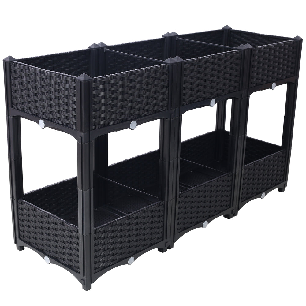Planter Raised Beds - Elevated Planter Garden Box with Drainage Plug Raised Garden Beds for Vegetable/Flower/Herb Outdoor Standing Planter Beds Gardening Kit,Black,47.2'x15.7'x27.7' Media 3