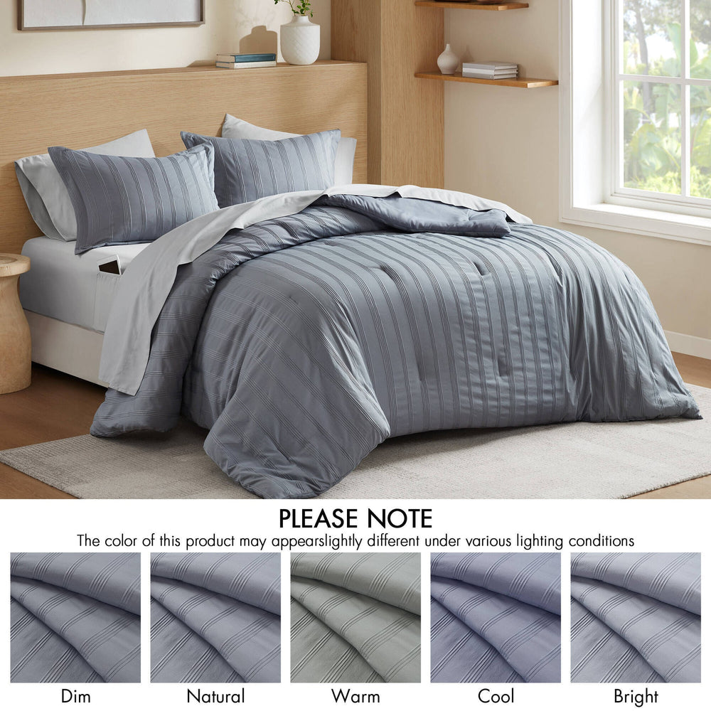 7-Piece Full Woven Striped Comforter Set Media 2
