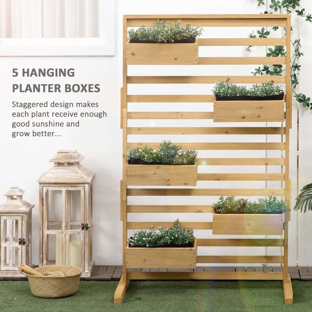 Outsunny Wooden Plant Trellis Stand with 5 Hanging Planter Boxes, Freestanding Outdoor Plant Stand for Patio, Garden, Balcony, Porch Media 6