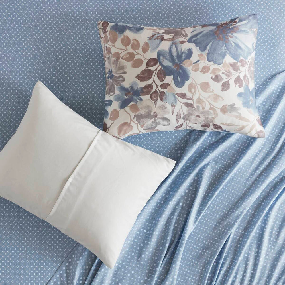 Floral Comforter Set with Bed Sheets Blue Twin Media 12
