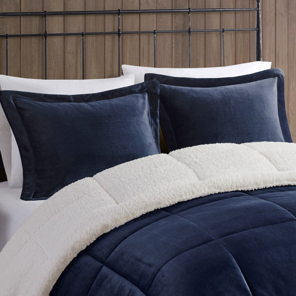 Full/Queen Plush to Sherpa Down Alternative Comforter Set Media 10